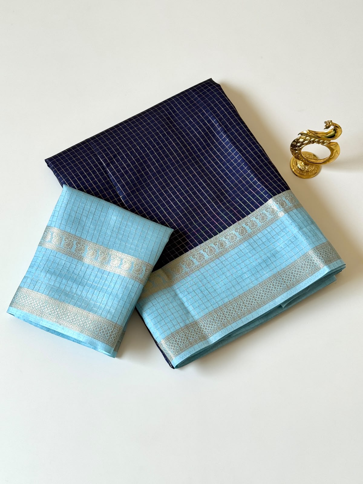 Pure Tussar Base Checks Saree